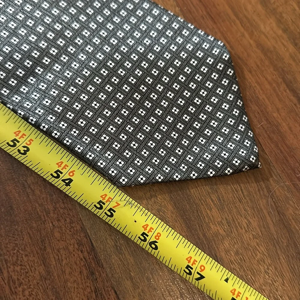 Pierre Cardin 100% Imported Silk Army Greenish Dark Gray White Square, USA made